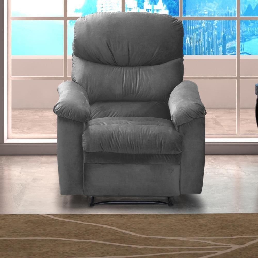 Poltrona Reclinável Essen Veludo Cinza