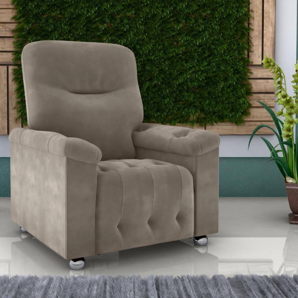 Poltrona Reclinável York Veludo Cappuccino
