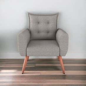 Poltrona Decorativa Para Sala Ravi Linho Chumbo