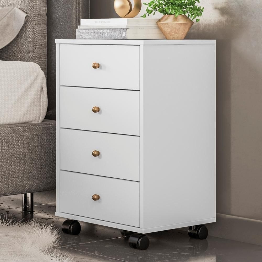 Gaveteiro Com Rodízios Joy Baker Branco