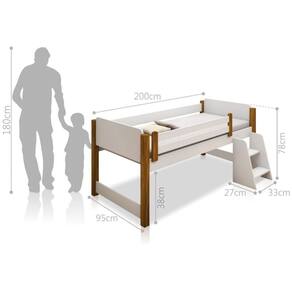 Cama Alta Juvenil Paty Com Nichos Branco E Mel Com Colchão