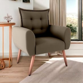 Poltrona Decorativa Para Sala Ravi Suede Cappuccino