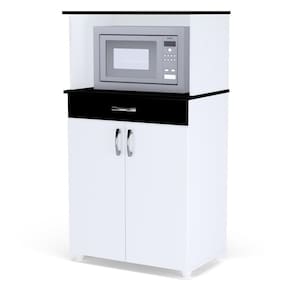 Bancada Para Micro-ondas Com 2 Portas Cassandra Branco Preto