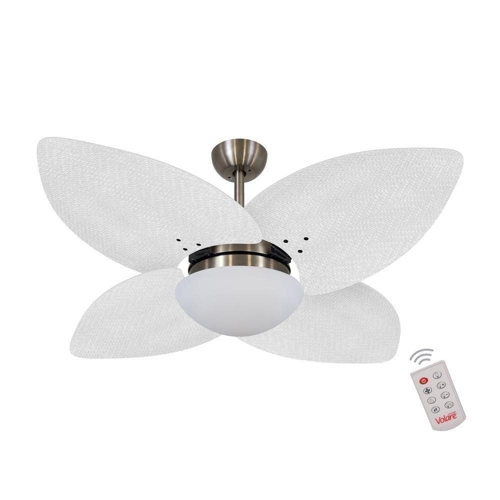 Ventilador De Teto Dormamu Bronze 4 Pás Palmae Branco 110V Com Controle