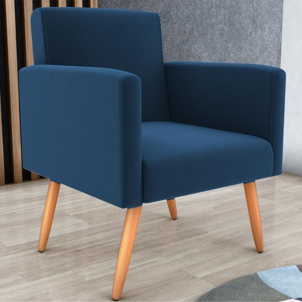 Poltrona Para Decoração Belém Suede Azul