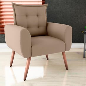 Poltrona Decorativa Para Sala Arcos Suede Bege