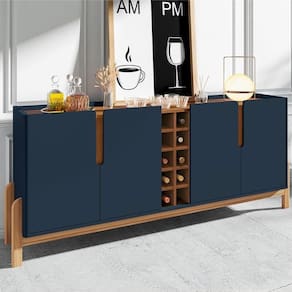 Buffet 4 Portas Adega Ranger Azul Cobalto Cedro