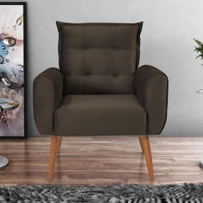 Poltrona Decorativa Para Sala Arcos Veludo Marrom