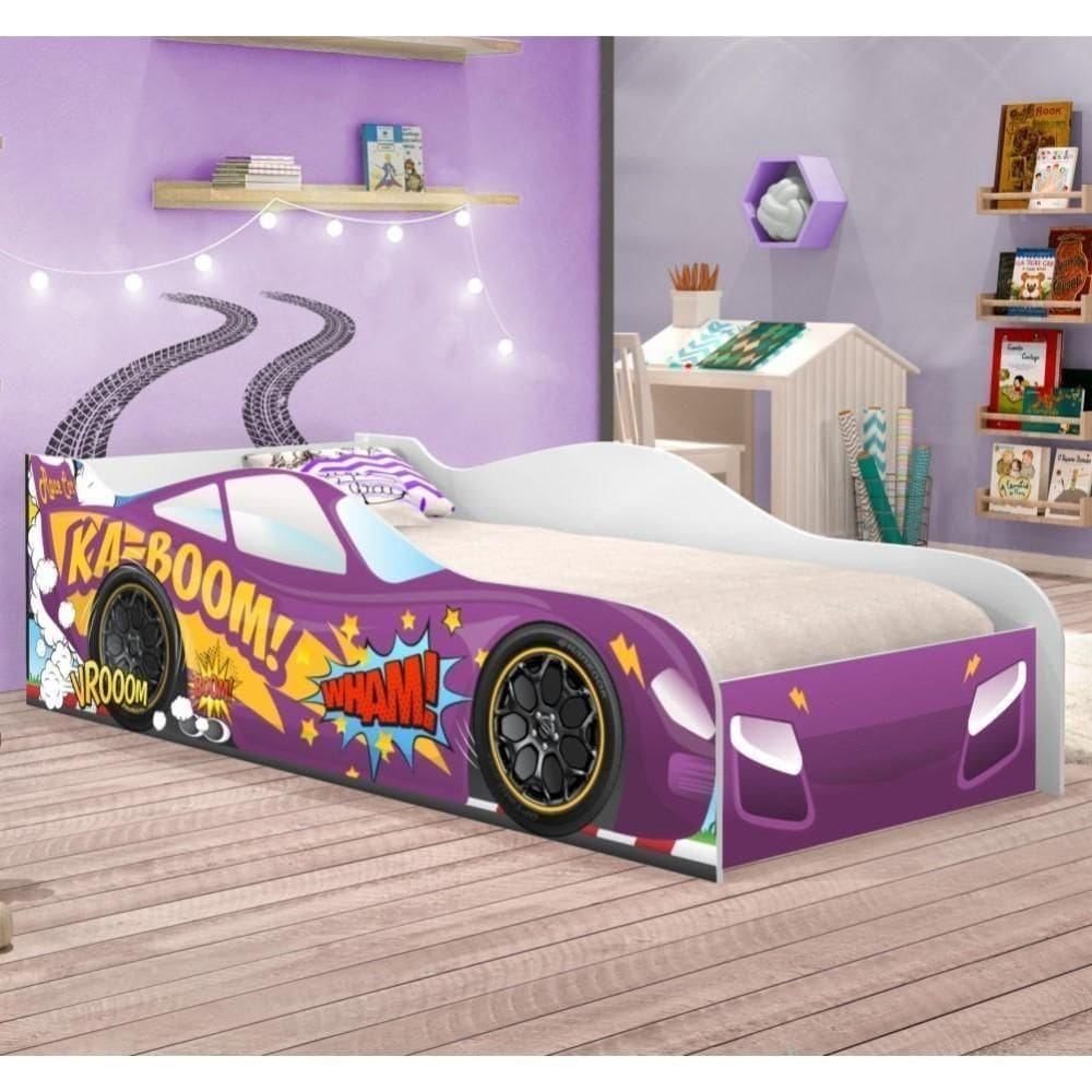 Cama Carro Kaboom Stylo Roxo Solteiro