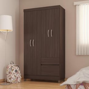 Conjunto Guarda Roupa 6 Portas E Cabeceira Serena Cafe Touch