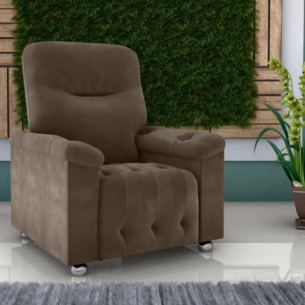 Poltrona Reclinável York Veludo Marrom