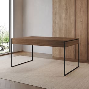 Mesa Industrial Caixote Filadélfia Tampo 120x75 Amêndoa Base Ferro Preto