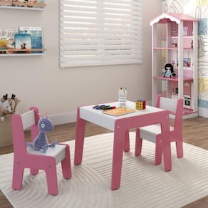 Conjunto De Mesa Com 2 Cadeiras Goiania Branco-rosa