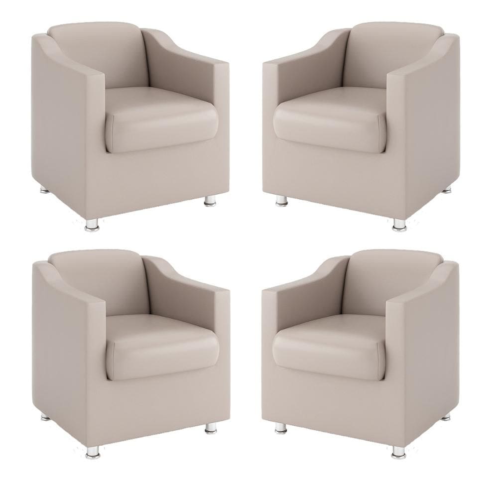 Kit 4 Poltronas Decorativas Tilla Tecido Sintético