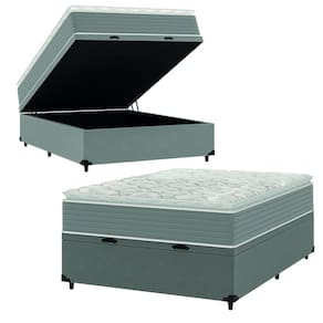 Cama Box Baú Casal Molas Ensacadas Pillow Top 138x188x66cm Martino Cinza Umaflex