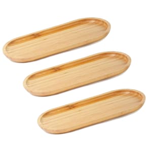 Kit 3 Bandeja Oval Bambu 34Cm Resistente - Mimo Style