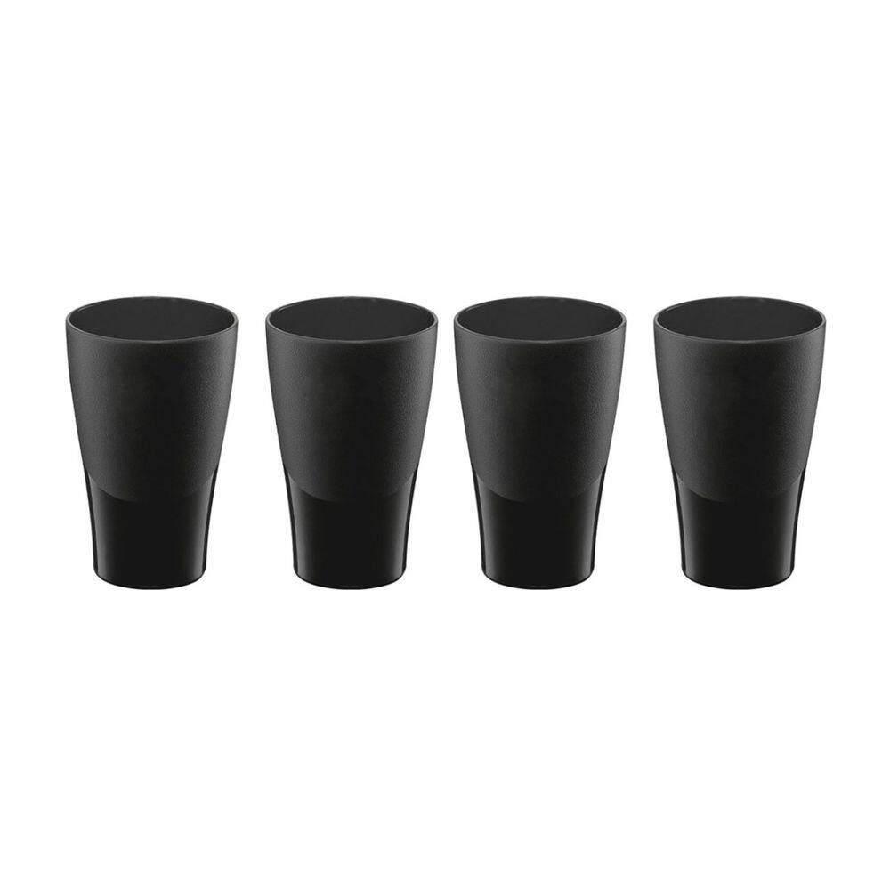 Copo Preto de Plastico 300ml Resistente BPA Free 4un