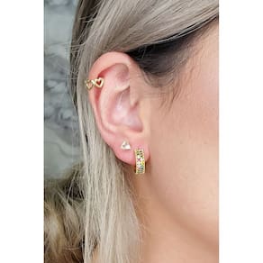 Brinco Argolinha Com Micro Zircônias Coloridas Banhado Em Ouro 18k
