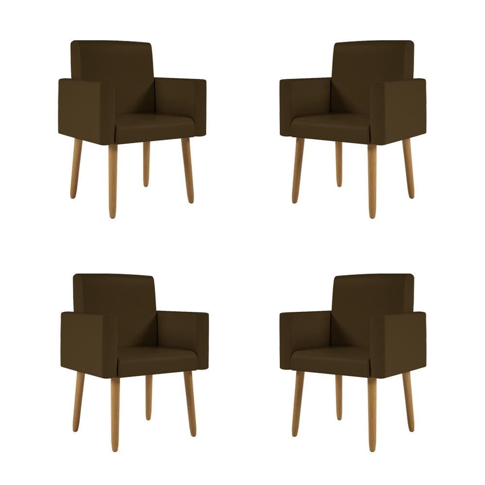 Kit 4 Poltronas Pés Palito Nina Tecido Sintético