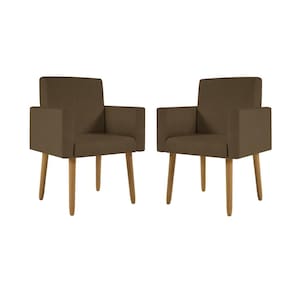 Kit 2 Poltronas Pés Palito Nina Suede Marrom