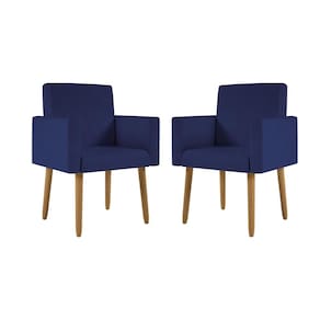 Kit 2 Poltronas Pés Palito Nina Suede Azul Marinho