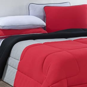 Edredom Malha 100% Algodão Urbano 1 Peça King - Vermelho-mescla-preto