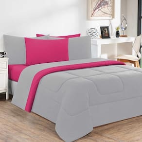 Kit Edredom Malha 100% Algodão Gran Moratta 3 Peças Casal - Cinza-pink