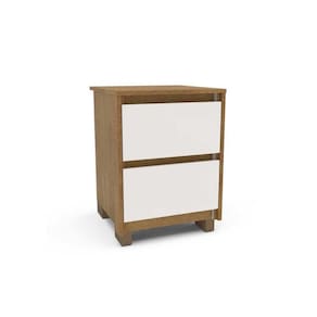 Mesa Cabeceira Infantil Coimbra c/ 2 Gavetas Freijo/Off White - Politorno
