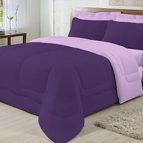 Edredom Dupla Face 100% Algodão Malha Queen Gran Moratta 01 Peça - Roxo- Lilas
