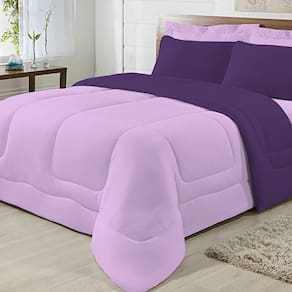 Edredom Dupla Face 100% Algodão Malha Casal Gran Moratta 01 Peça - Roxo- Lilas