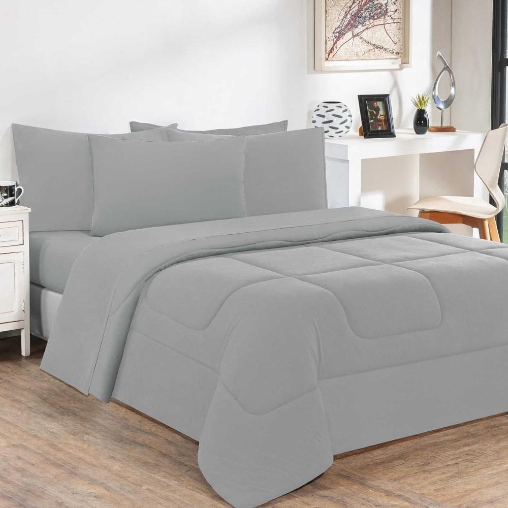 Edredom Malha 100% Algodão Gran Moratta 1 Peça Casal - Cinza-cinza