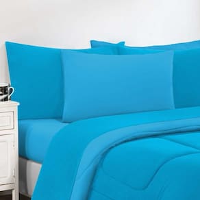 Kit Edredom Malha 100% Algodão Gran Moratta 2 Peças Solteiro - Azul Turquesa-azul Turquesa