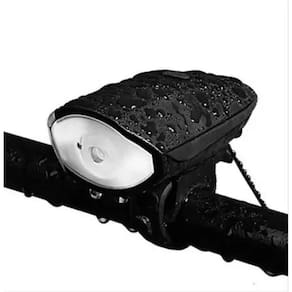Farol Bike Recarregável Usb Iluminação Com Buzina 7588 Preto