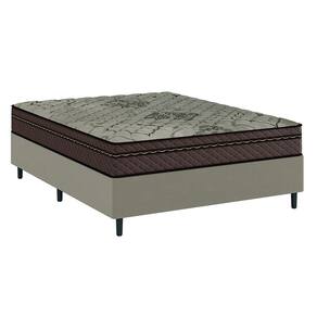 Cama Box Casal Colchão Com Molas Ensacadas Tokio 138x188x63cm Marrom/Bege Umaflex