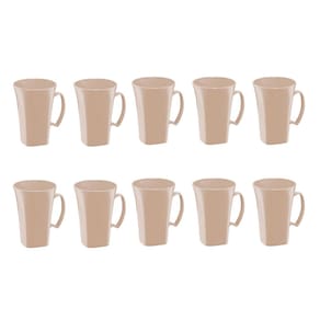 Caneca Bege Nude Cappuccino 400ml Plastico BPA Free Jogo 10un