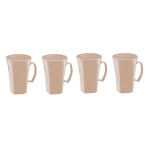 Caneca Bege Nude Cappuccino 400ml Plastico BPA Free Jogo 4un