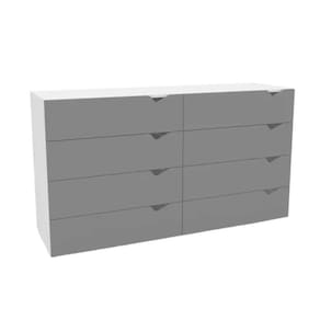 Cômoda Casal Porto c/ 8 Gavetas Branco/Cinza - Politorno