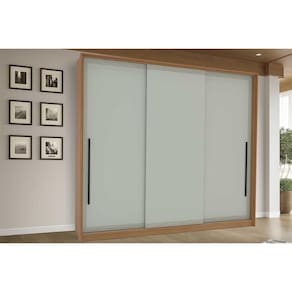 Guarda Roupa 3 Portas de Correr e 4 Gavetas Valência Freijo/Verde - Politorno