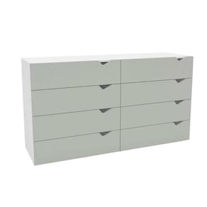 Cômoda Casal Porto c/ 8 Gavetas Branco/Verde - Politorno