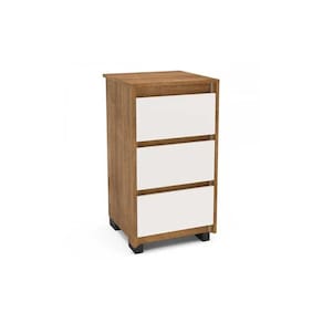 Mesa de Cabeceira Solteiro Coimbra c/ 3 Gavetas Freijo/Off White - Politorno