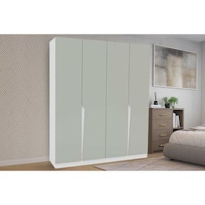 Guarda Roupa 4 Portas e 4 Gavetas Porto Branco/Verde - Politorno