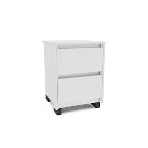 Mesa de Cabeceira Solteiro Coimbra c/ 2 Gavetas Branco - Politorno