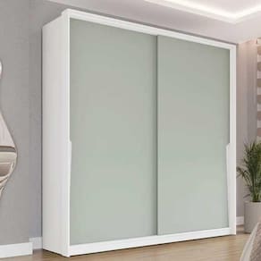 Guarda Roupa 2 Portas de Correr e 2 Gavetas Porto Branco/Verde - Politorno