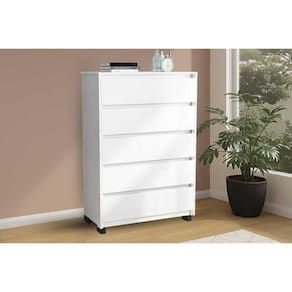Cômoda Solteiro Coimbra c/ 5 Gavetas Branco - Politorno