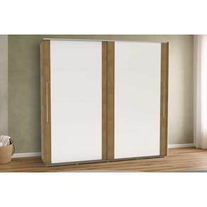 Guarda Roupa 2 Portas de Correr e 6 Gavetas Coimbra Flex Freijo/Freijo ou Off White - Politorno