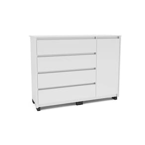 Cômoda Solteiro Coimbra c/ 4 Gavetas e 1 Portas Branco - Politorno