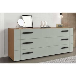 Cômoda de Quarto Lisboa c/ 6 Gavetas Freijo/Verde - Politorno
