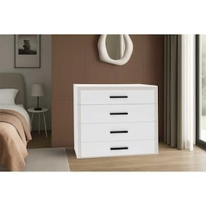Cômoda Juvenil Valência c/ 4 Gavetas Branco - Politorno
