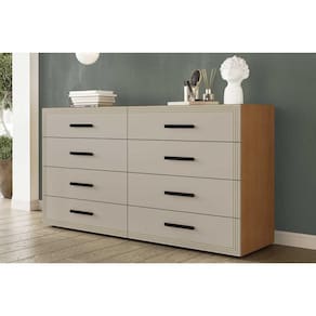 Cômoda Solteiro Valência c/ 8 Gavetas Freijo/Creme - Politorno