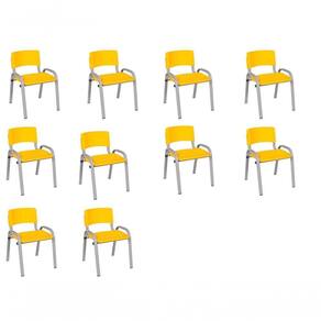 Kit 10 Cadeiras Infantil Iso, , Base Cinza Amarelo